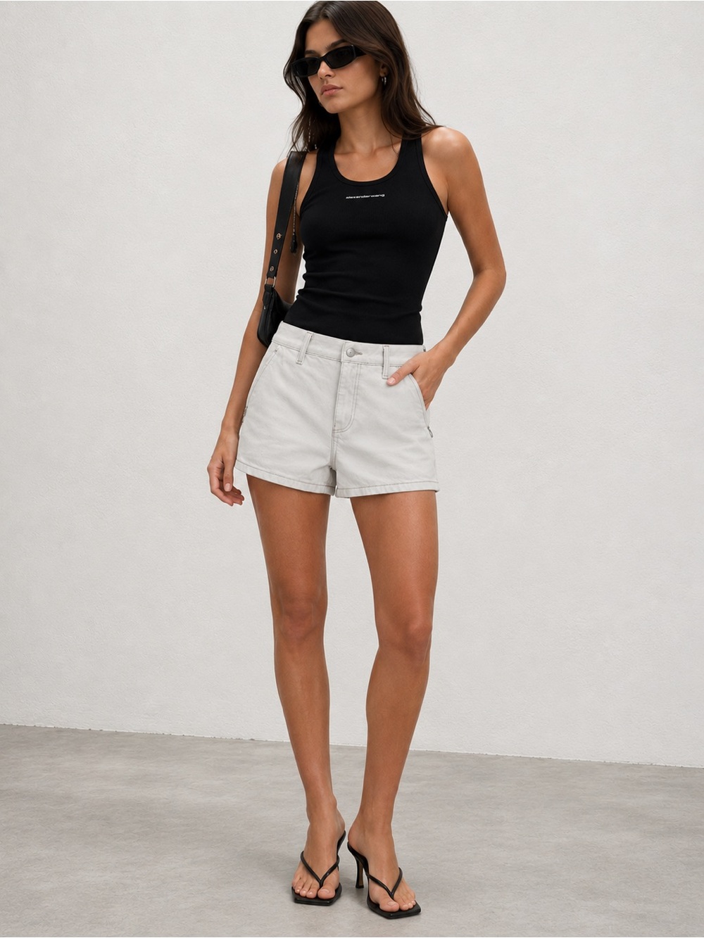 Alexander Wang High Rise White Utility Shorts | Zip Pocket Designer Shorts 25